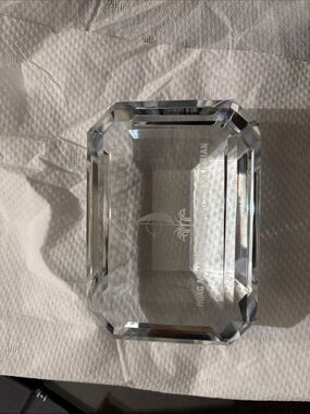 Vintage Tiffany & Co Faceted Emerald cut crystal Paperweight